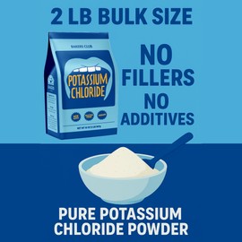 Potassium Chloride Powder 2 Pound - Sodium Free Salt Substitute - Food Grade, Filler Free, Easily Dissolves, Unflavored - Mineral Electrolyte Hydration Fluid Balance - Source of Fruits, Vegetables