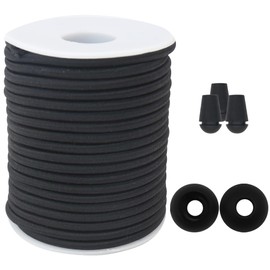 4mm Thick Black Elastic Cord for Sewing 5/32 inch 50ft Stretchy Nylon Rope String Bungee Shock Kayak Tie Down Straps Tent Elastic Cord Replacement for Crafts-Pants-Clothing-Outdoor Supplies ZH131