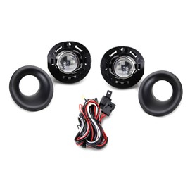 iJDMTOY Clear Lens Fog Light Kit w/ 9145 Halogen Bulbs, Bezel Covers, Relay Wiring & Switch Compatible with 2015-2023 Dodge Challenger