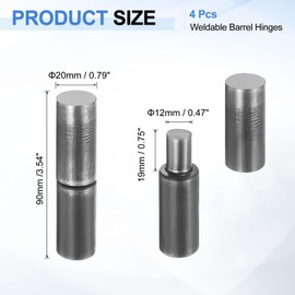 uxcell 4Pcs Weldable Barrel Hinges, 3 1/2" x 3/4" Carbon Steel Heavy Duty Detachable Weld on Door Hinges for Metal Gate Swing Door Trailer Ramp
