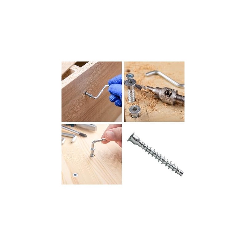 5mm x 70mm Silver Hex Socket Flat Head Confirmat Screws