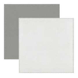 I Style Reversible Faux Leather Placemats with Border Stitch, White/Grey, 25 x 25 x 2.5 cm