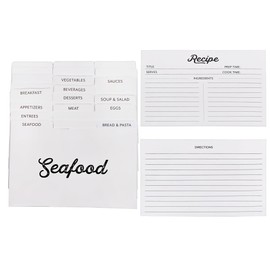 AuldHome Farmhouse Recipe Card Set (118-Piece Set); 100 Cards w/Dividers, Fits 4x6 Recipe Boxes, Double-Sided Modern Farmhouse Style