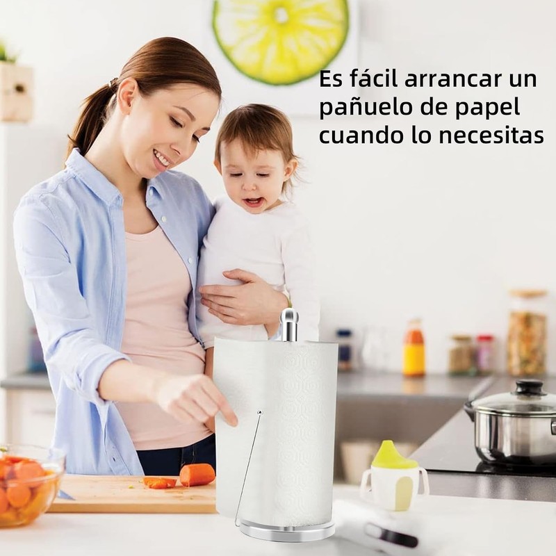 Toallero de Papel de Acero Inoxidable para Cocina Soporte Antideslizante