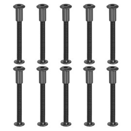 PATIKIL M6 x 55 mm Hex Chicago Screws, 10 Set Binding Screw Posts Connecting Hex Drive Socket Cap Bolt Nuts for Scrapbook Leather Belt Album Photo Furniture Repair, Black