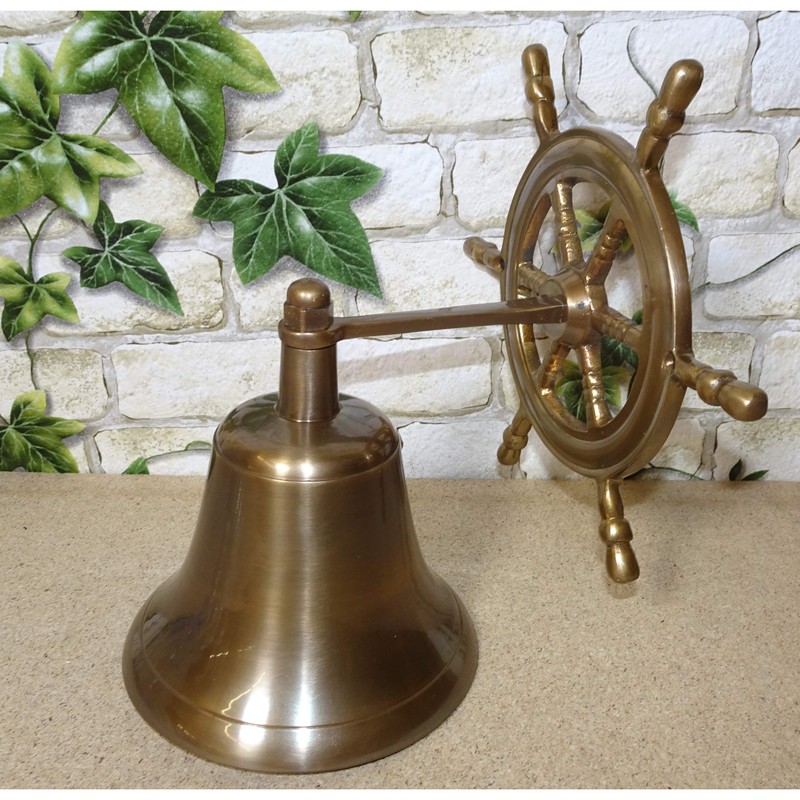 gr Maritime Ship Bell Brass Burnished Steering Wheel Ship House