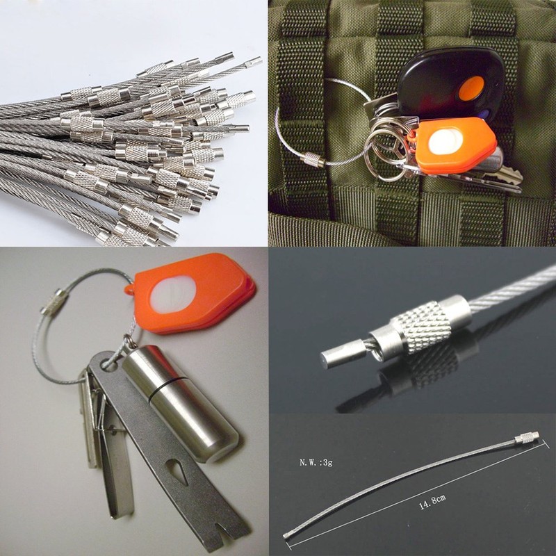 12 Pc Screw Clasp Stainless Steel Wire Cable Key Rings
