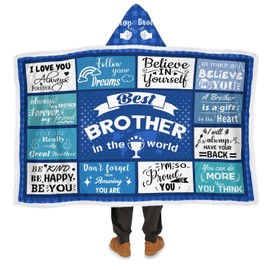 Wearable Blanket Hoodie for Brother, Birthday Blankets Gifts from Brother Sister, Soft Cozy Blue Throw Brother Blankets for Christmas Thanksgiving Day