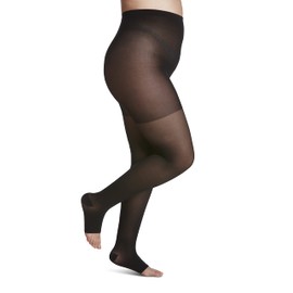 SIGVARIS Women’s Style Sheer 780 Open Toe Pantyhose 15-20mmHg - Black - Medium Short