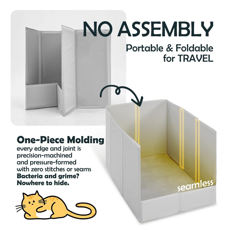 MEEXPAWS Cat Litter Box Enclosure, Foldable Splash Guard, Pee Shield