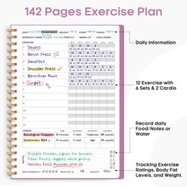 Fitness Workout Journal for Women & Men, A5(5.5" x 8.2") Workout Log Book Planner for Tracking, Progress, and Achieving Your Wellness Goals-Purple