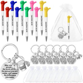 Patelai 15 Sets Housekeeper Gift Inspirational Quotes Thumbs up Pens Housekeeping Appreciation Keychain Gifts Appreciation Gifts Ballpoint Pen and White Organza Bag for Housekeeping Staff