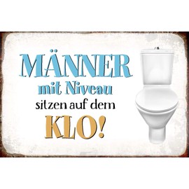 Generisch Tin Sign with German Text "Männer mit Niveau sitzen auf dem Klo WC Ordnung Toiletten Regeln [German Language] [German Language]