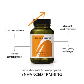 The Herbtender Perform & Recover - Natural Training Supplement with Cordyceps, Rhodiola, Ginseng, Caffeine-Free, Enhances Endurance & Recovery, Vegan, Organic, 60 Capsules