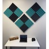 2x12x12 (12 Pack) TEAL/CHARCOAL Acoustic Wedge Panels Soundproofing Studio Foam