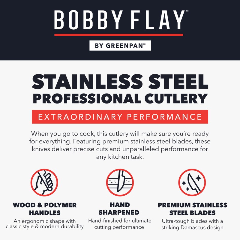 GreenPan x Bobby Flay 8" Chef's Knife with Sheath, Premium