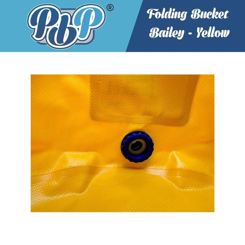 PBP Bailey 30L Folding Bucket with Quick Hose Connector (Yellow)