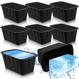 Tioncy 8 Pcs Extra Large Ice Block Molds 8 lb Reusable Ice Molds Giant Silicone Ice Tray for Ice Baths Coolers Plunge Accessories, Black