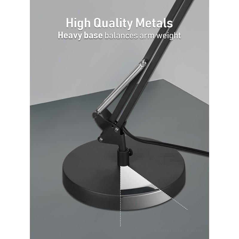 TORCHSTAR Tall Swing Arm Desk Lamp with Wooden Accent, Adjustable