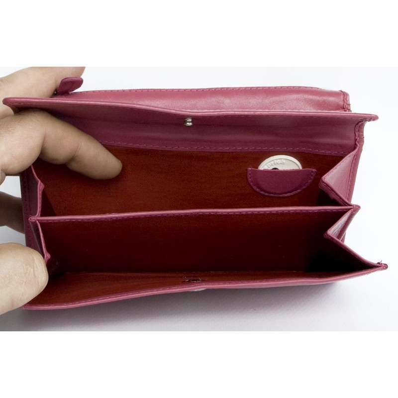 Women's pink soft genuine leather wallet HMT