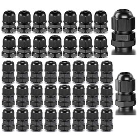 Gebildet 30pcs PG7 + 20pcs PG9 Cable Gland, Plastic IP68 Waterproof Adjustable 3-8mm Cable Gland Joint with Gaskets, M12 M16 Wire Connector, Wire Protector (Black)