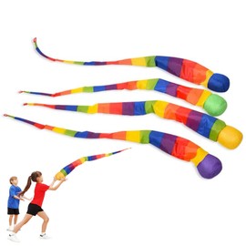 DFsucces Set of 4 Rainbow Toss Fluttery Flying Toss Toy Bright Cloth Ball Parent-Child Fun Great for Camping, Parks, Outdoor Activities