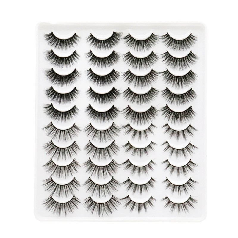 20 Pair Natural Eyelashes Fluffy Cross Fibre 3D False Eyelashes