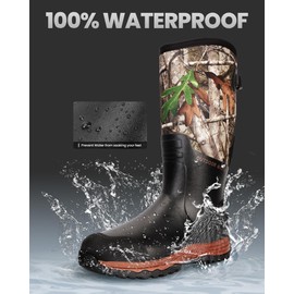 OutdoorMaster Hunting Boots for Men, Waterproof Rubber Neoprene Boots, Anti-slipped Insulated Outdoor Boots
