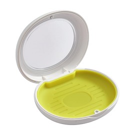 Maobuli Fancy Retainer Case Compatible with Invisalign,Stylish Small Aligner Case for Travel,Pretty Retainer Holder with Magnetic Closure,Nifty Sleek Night Guard & Mouth Guard Container(White Yellow)