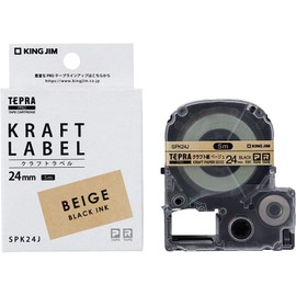King Jim SPK24J Tepra PRO Tape Kraft Paper/Black Letters 24mm Wide
