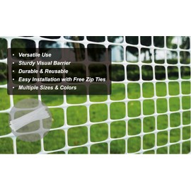 PotatoLife Plastic Hardware Mesh Netting, Garden Netting, Temporary Fence, Tree Guards, Safety Net for Balcony, Deck, Stair Railing, Animal Barrier, Poultry, Deer, with 50 Zip Ties, 40'' x 50', White