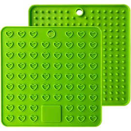 Fullgaden Multipurpose Silicone Pot Holders, Trivets, Jar Openers, Spoon Rests - Extra Thick Protection - Set of 2, Green