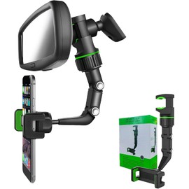 Banhey Rearview Mirror Phone Holder for Car-360° Rotatable and Retractable Car Phone Holder with Adjustable Length Upgraded Multifunctional Rearview Mirror Phone Holder (Black)