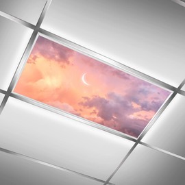 Fluorescent Light Covers for Classroom Kitchen Office Ceiling Decorations Moon Pink Sky Clouds Decorative Ceiling Light Covers 2'x4' Fluorescent Light Filter