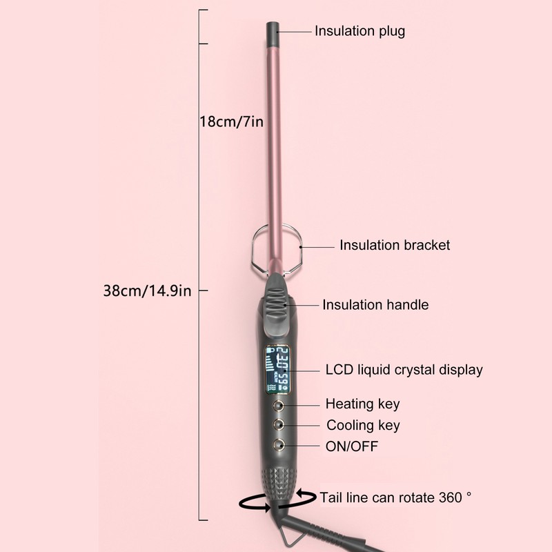 9mm Hair Curler Small Curling Iron Curling Tongs 80℃-230℃ Adjustable