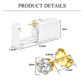 AceFun Helix Piercing Gun Kit, Gold Silver 4 mm Ear Piercing Gun, Tragus Piercing Gun Kit with Ear Studs, Safety Stainless Steel Threadless Cartilage Tragus Helix Monroe Earrings Jewellery, Stainless