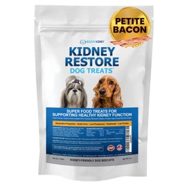 Kidney Restore Bacon Dog Treats 16oz for Petite Dogs. Low Protein Kidney Support for Small Dogs. Renal Treats for Any Kidney Dog Diet.