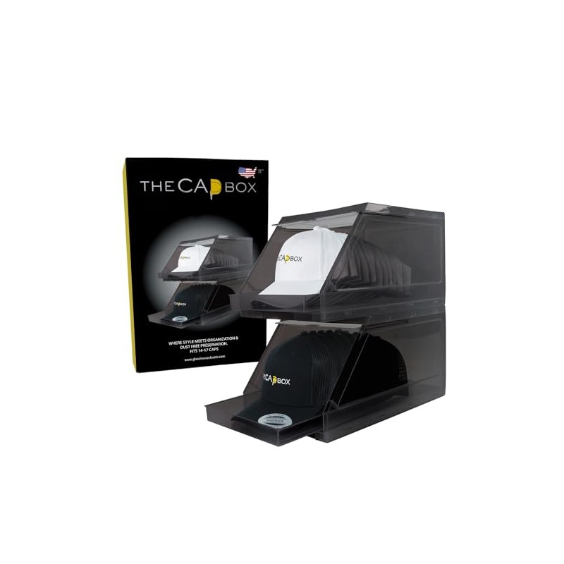 The CapBox 2.0 (2 Pack Clear) Hat Organizer for Baseball