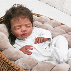CHAREX Lifelike Reborn Baby Dolls Black - 18 inch Realistic Baby Doll Newborn Sleeping Baby, African American Real Life Baby Dolls, Birthday Gift Set with Accessories for Kids Age 3+