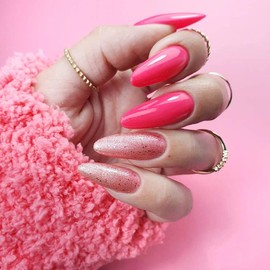 senvenski Gel Nail Polish Light Pink Peach Red Cherry Rose Pearl Glitter Starrily Sparkle Shimmer Crystal Girlfriend Gift Soak Off UV LED Manicure Art Varnish Set Kit (CS6-013)