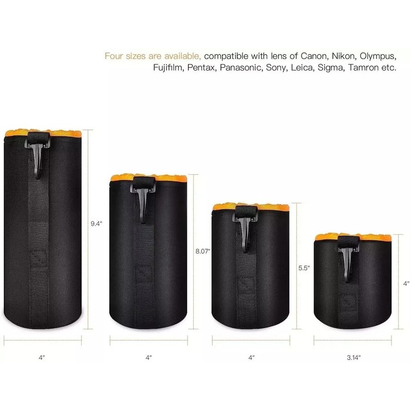 Yangers 4-Pack Camera Lens Pouch Set – Thick 4mm Neoprene