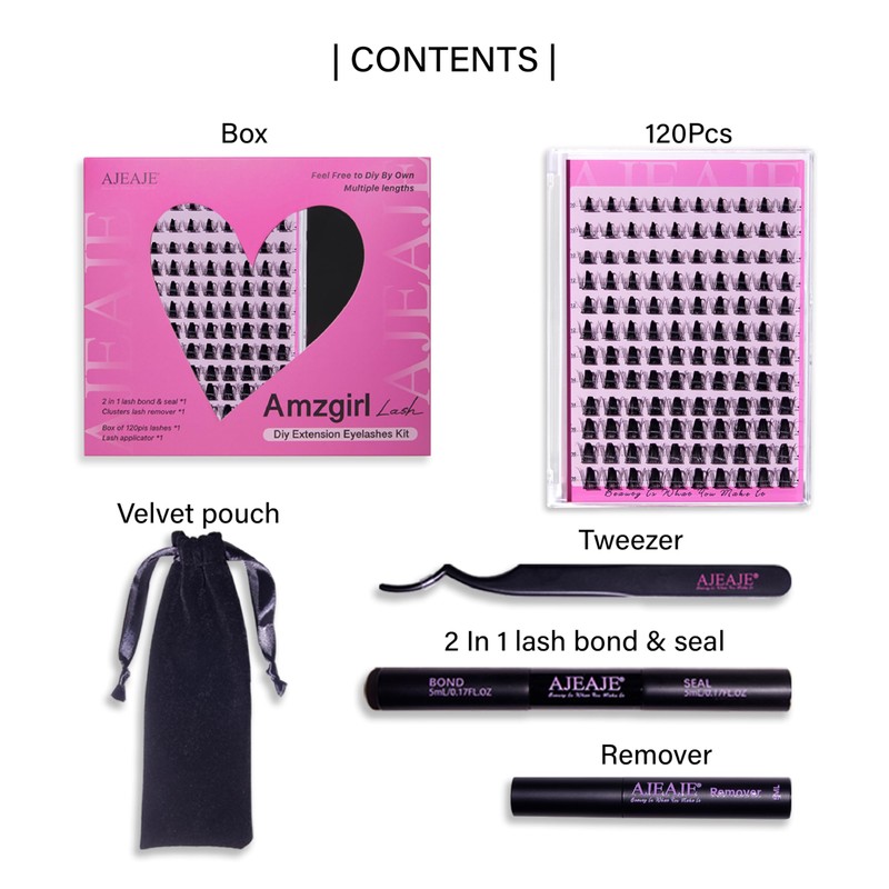 AJEAJE DIY Lash Extension Kit Faux Mink 120pcs Lash Clusters