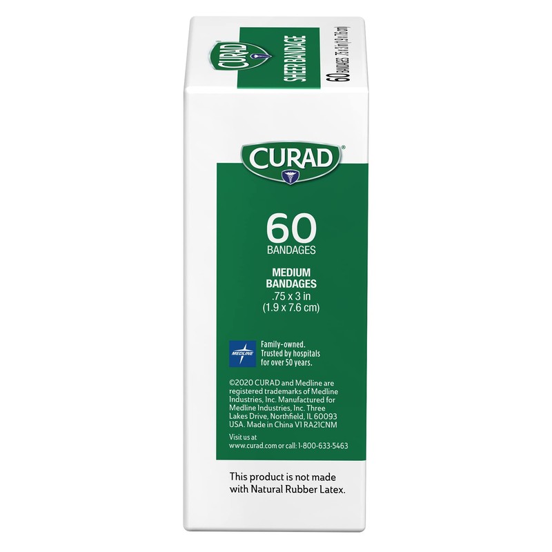 CURAD Sheer Adhesive Bandages, 3/4 x 3 Inch, For First