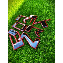 AUTOCARIMAGE RAISED HOOD LETTERS for FRONTIER 2022-2025 GLOSSY BLACK/RED OUTLINE