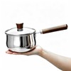 GREATLINK Small Sauce Pan with Lid and Wooden Handle for