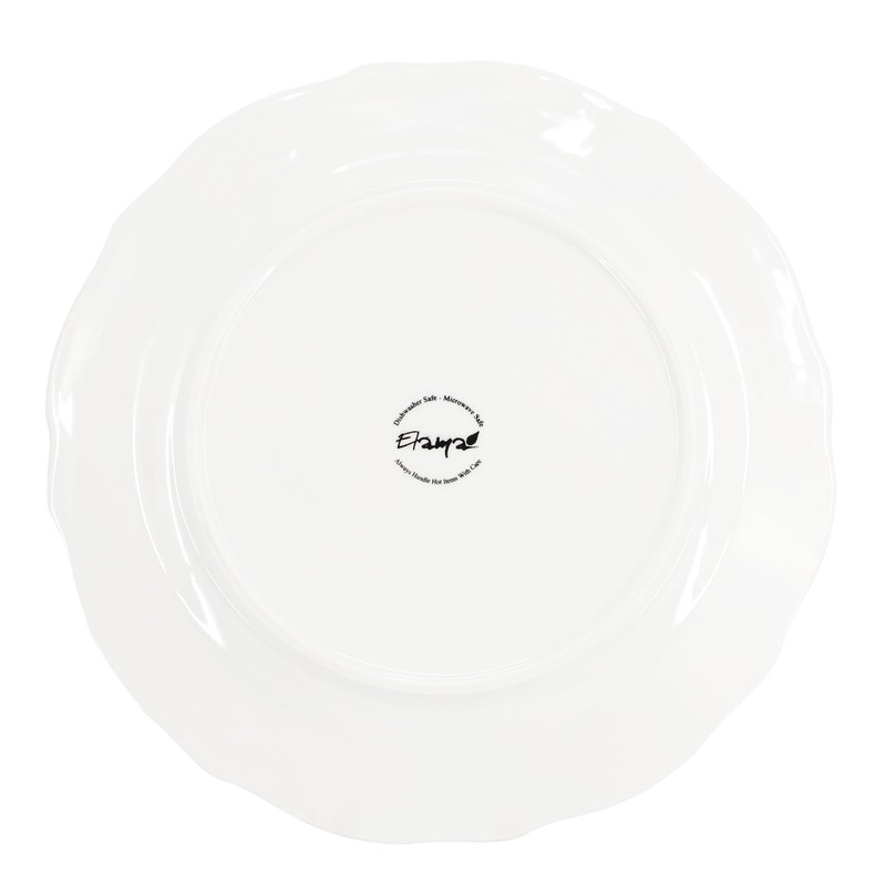 Elama Henryi 6 Piece Embossed Rim Detail Porcelain White Dinner
