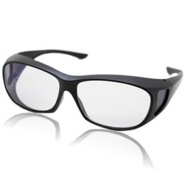 Eight Tokyo LEO-OFM Hooded Biker Sunglasses, Pollen Protection, UV Protection, Blue Light Reduction, Over Glasses, Over Glasses, matte black/clear