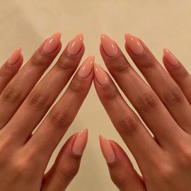 Uñas postizas cortas de almendra, naranja melocotón, stiletto corto, uñas acrílicas brillantes y puntiagudas, con pegamento, gel suave reutilizable pa