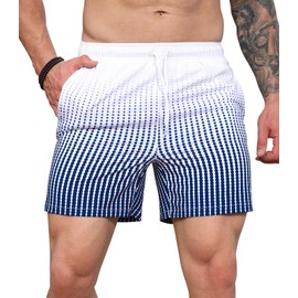 Curluriy Swimming Shorts for Men Beach Shorts Colour Gradient Board Shorts Beach Shorts with Mesh Lining Quick Drying Swimming Trunks, navy blue, XL