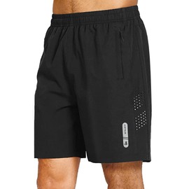 JustSun Men's Sports Shorts, Quick-Drying, Lightweight, Breathable with Zip, black